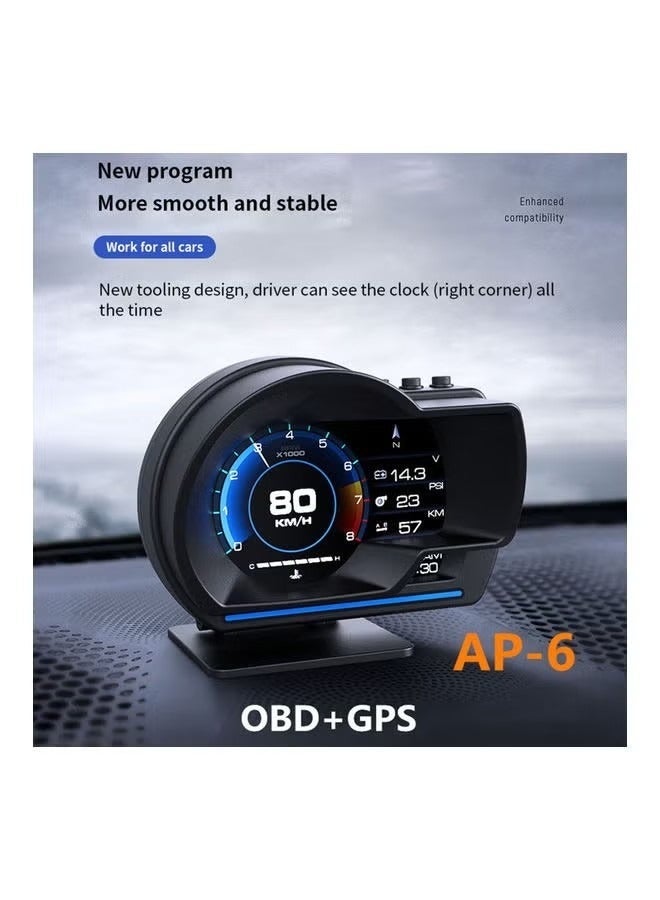شاشة عرض معلومات السيارة (HUD)، مقياس ذكي OBDⅡ+GPS، عداد سرعة عالي الدقة، أداة تشخيص أعطال السيارة، إزالة رموز أعطال OBD، قيادة آمنة، إنذار تجاوز السرعة، لجميع المركبات (أسود) - Image 2
